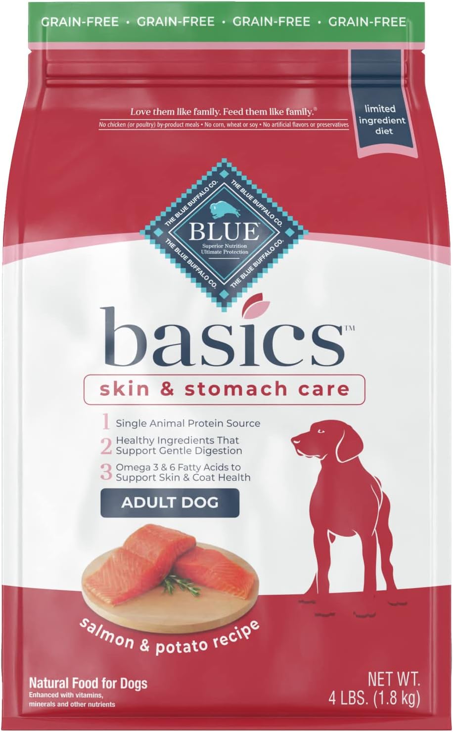 Blue Basics Limited Ingredient Diet Adult Dog Grain-Free Salmon and Potato Recipe Dry Dog Food