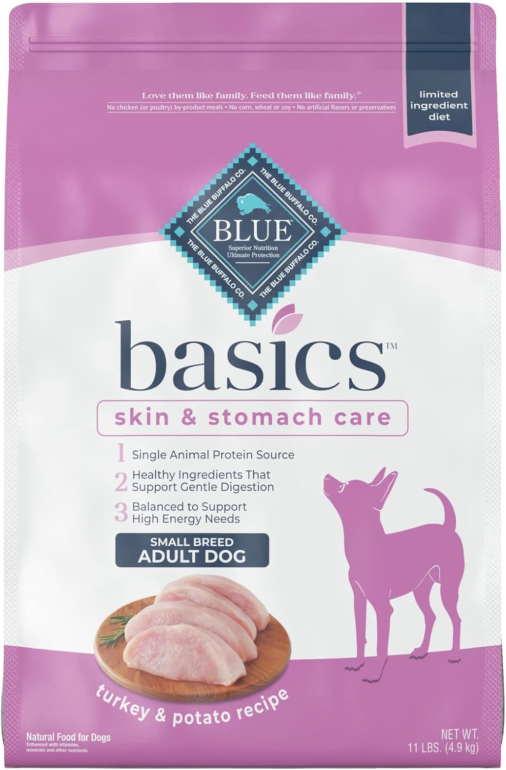 Blue Basics Limited Ingredient Diet Small Breed Adult Turkey and Potato Recipe Dry Dog Food