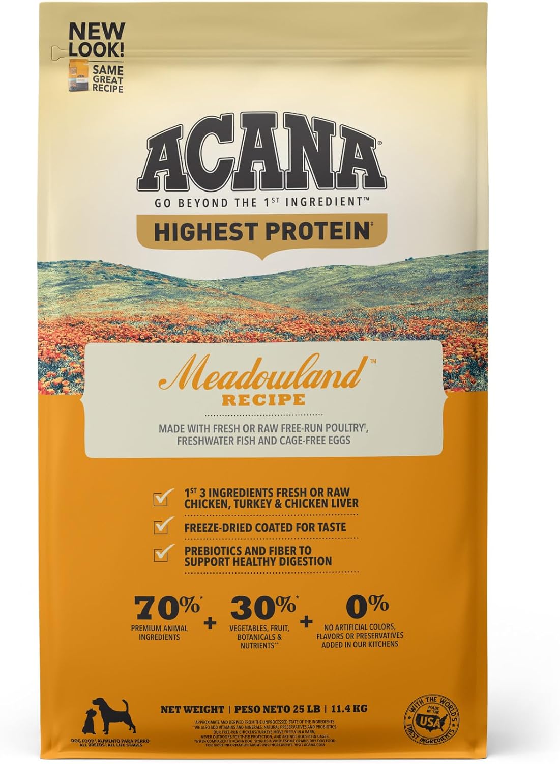 Acana Highest Protein Meadowland Recipe Dry Dog Food