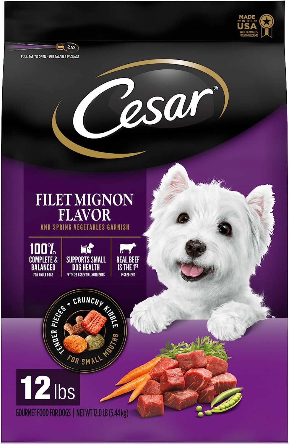 Cesar Filet Mignon Flavor & Spring Vegetables Garnish Dry Dog Food