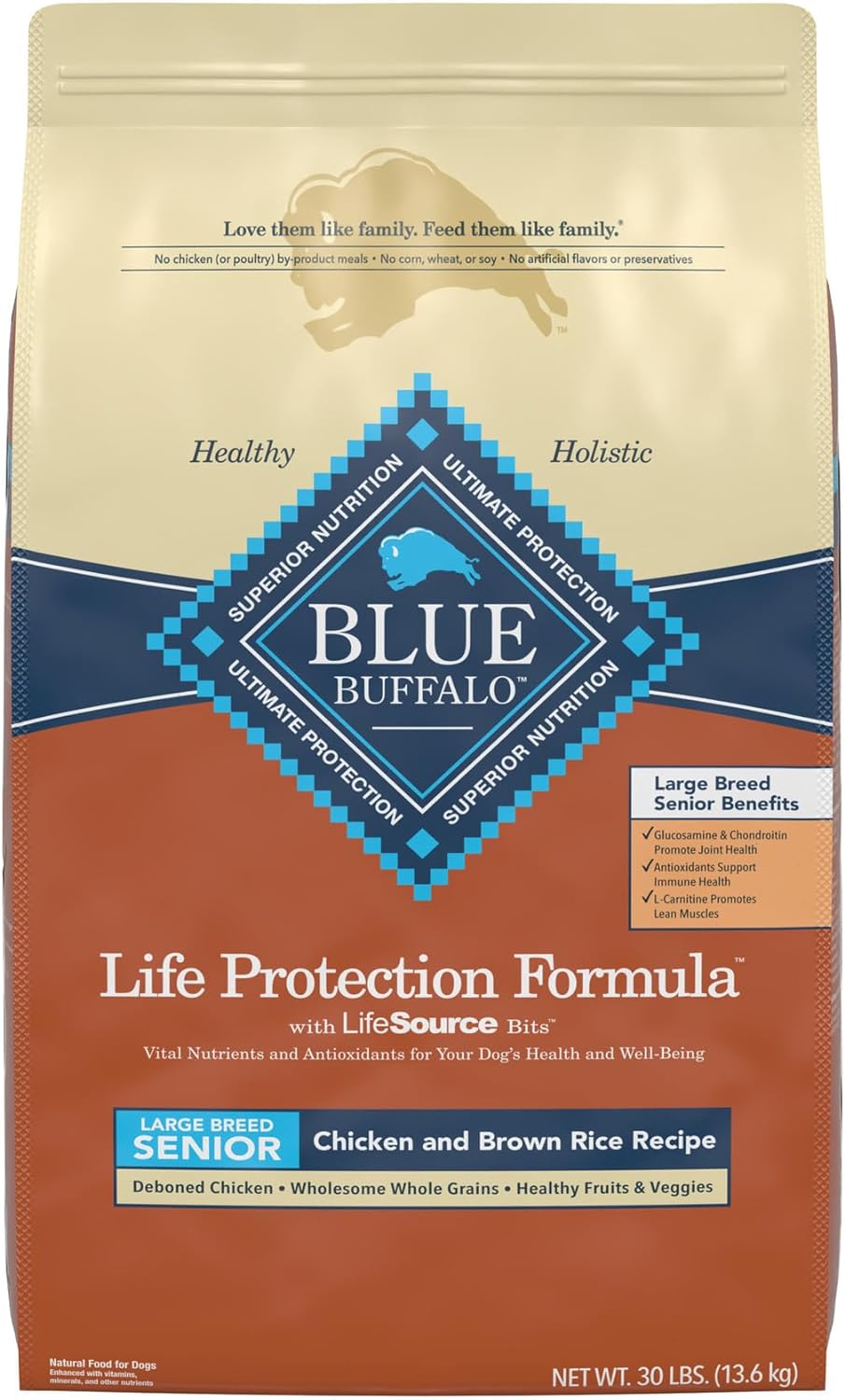 Blue Life Protection Formula Large Breed Senior Chicken and Brown Rice Recipe Dry Dog Food