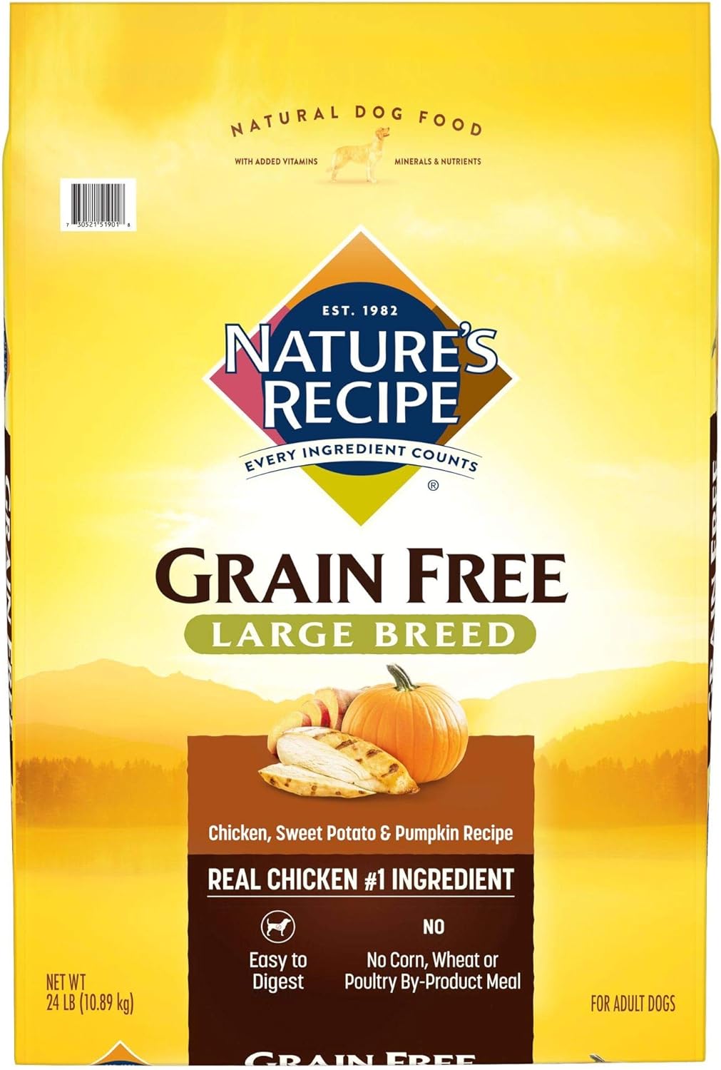 Nature’s Recipe Large Breed Grain-Free Easy to Digest Chicken, Sweet Potato, & Pumpkin Recipe Dry Dog Food