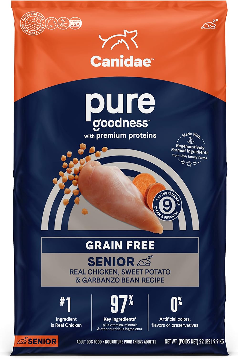 Canidae Pure Grain-Free Senior Real Chicken, Sweet Potato & Garbanzo Bean Recipe Dry Dog Food