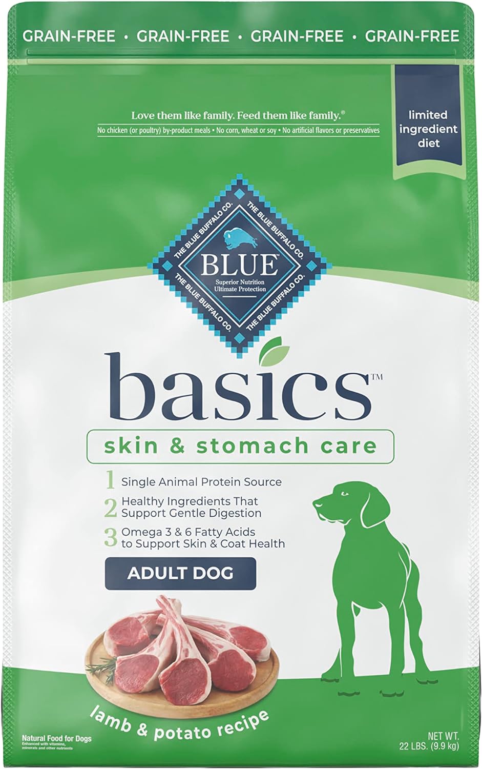 Blue Basics Limited Ingredient Diet Adult Grain-Free Lamb and Potato Recipe Dry Dog Food