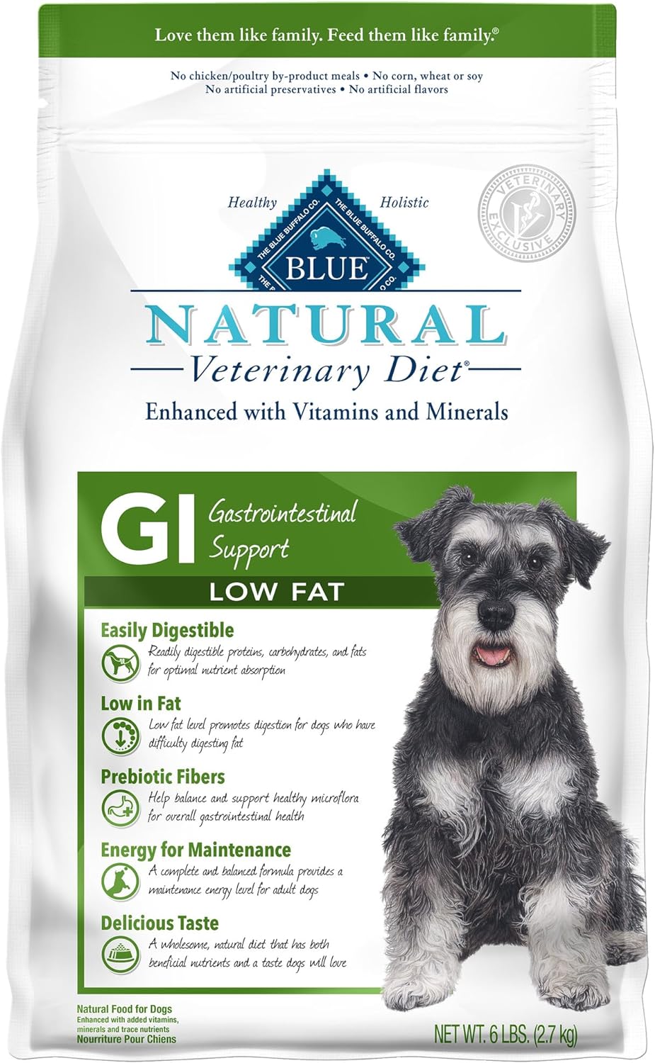 Blue Natural Veterinary Diet GI Gastrointestinal Support Low Fat Dry Dog Food