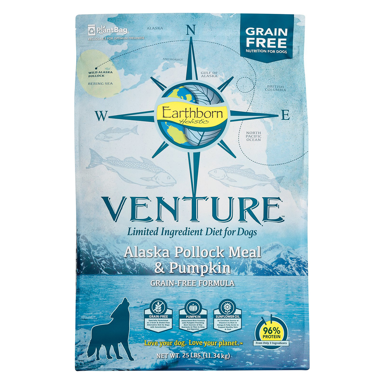 Earthborn Holistic Venture Limited Ingredient Grain-Free Alaska Pollock Meal & Pumpkin Dry Dog Food
