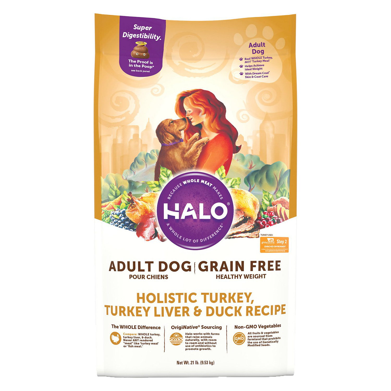 Halo Adult Dog Holistic Turkey, Turkey Liver & Duck Recipe Dry Dog Food